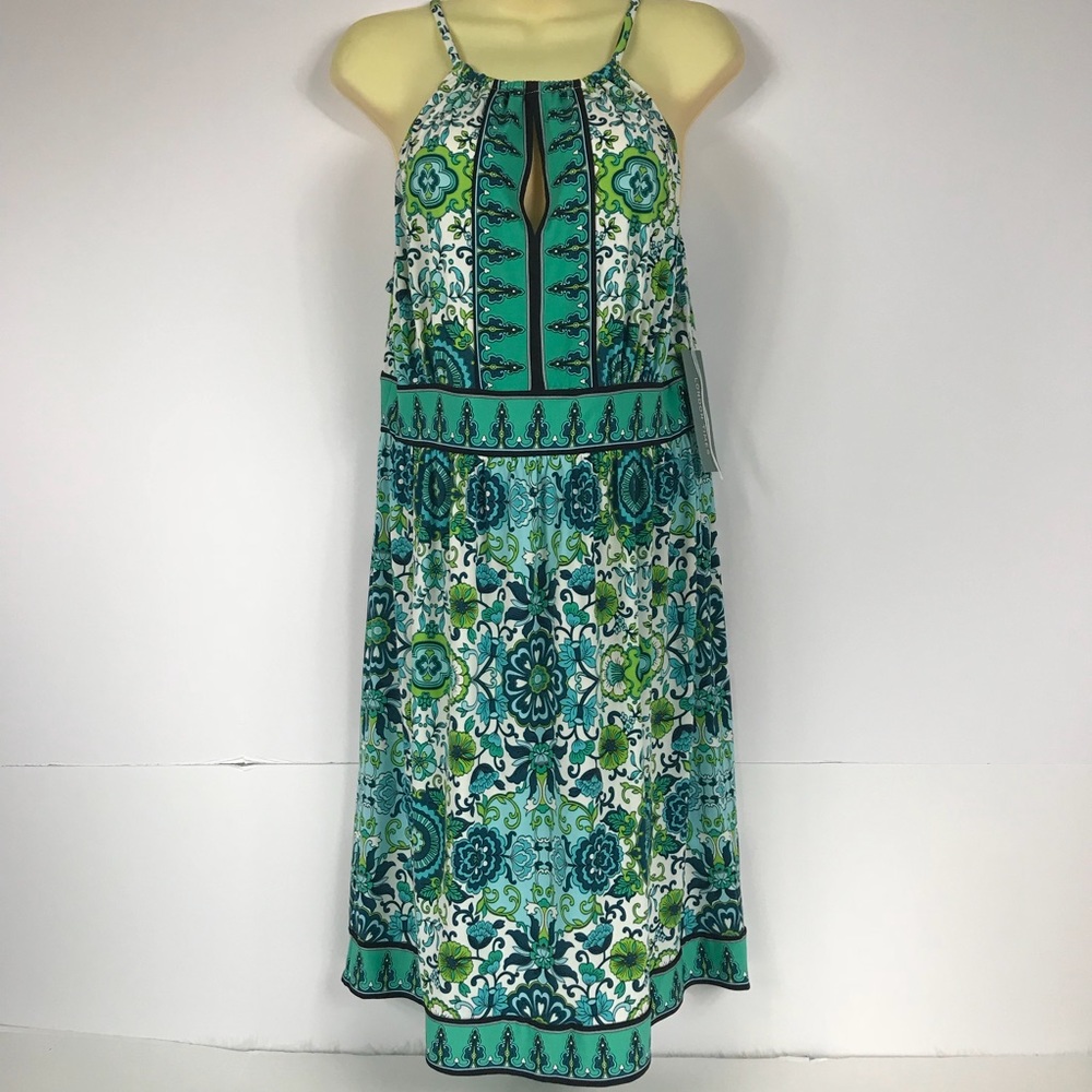 London Times Keyhole Halter Neck Jersey Dress NEW